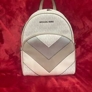 Michael Kors Women's Cream and Gray Chevron Backpack